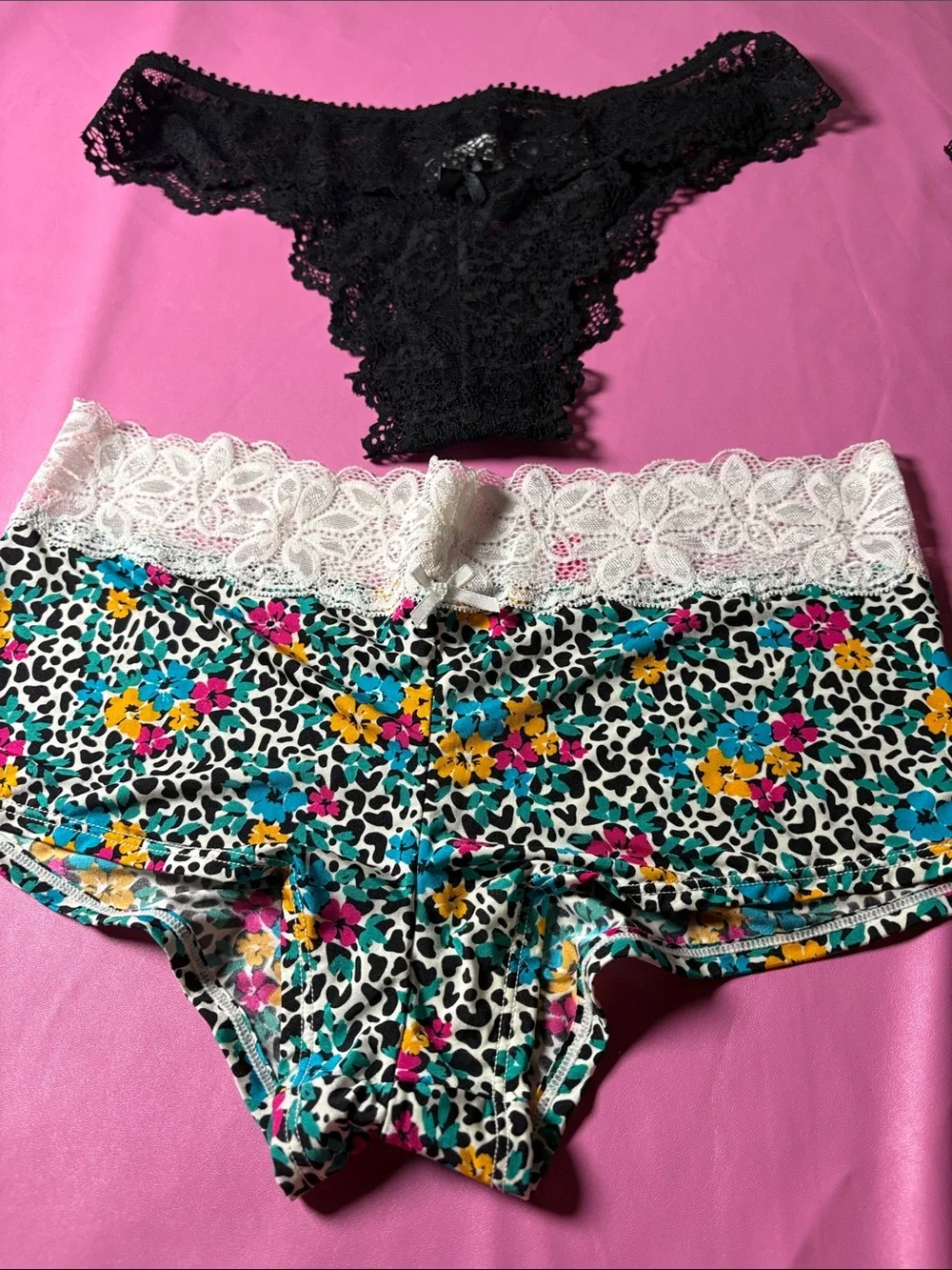 Black Lace & Neutral Panty Set - Mixed Colors